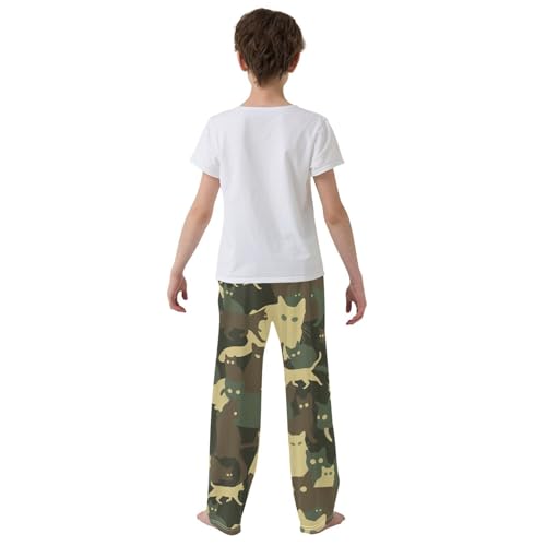 Boys' Pants Forest Camouflage Cats Long Bottoms Jogger Pants Elastic Waist Trousers with Pockets S-XL3