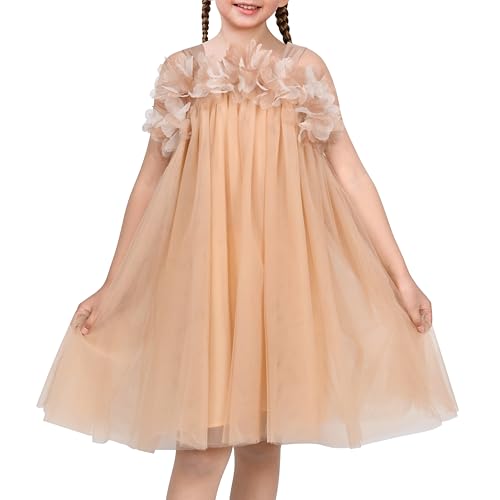 Robe fille sans manches en mousseline de soie synthétique avec fleur plissée haut de gamme