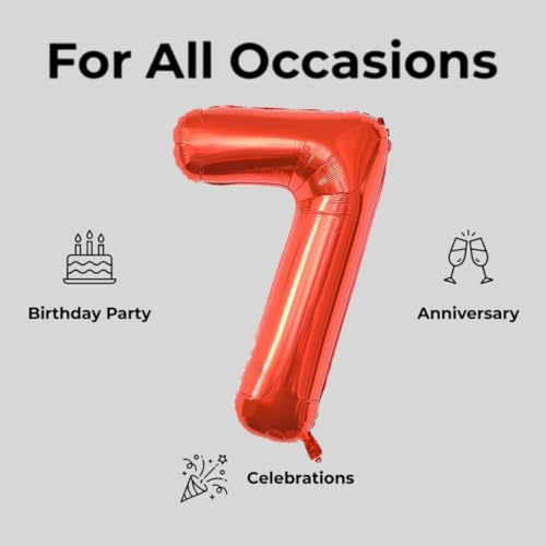 Image of YPSelected 32 Inch Large Foil Helium Number Balloon Birthday Wedding Party 0-9 (Red, 7)