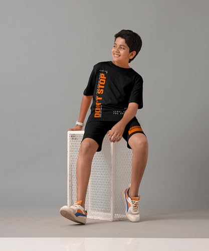 Image of KYDA KIDS Boys 100% Pure Cotton Printed T-Shirt & Shorts Co-Ord Set | Relaxed Fit Soft Breathable Summer Wear | Casual Comfortable Clothing Set for Boys