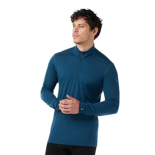 SmartWool Men Classic All-Season Merino Base Layer 1/4 Zip Twilight Blue 1 X-Large