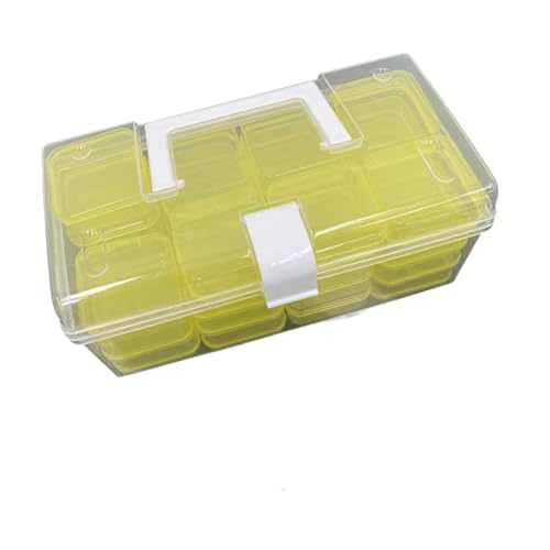 Boîte perles 32 compartiments pour ne plus perdre vos petits accessoires de broderie jaune