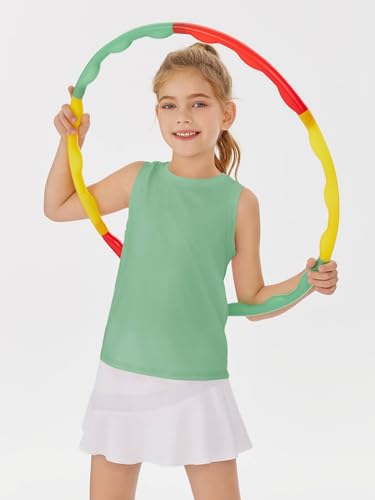 Image of Haloumoning Girls Tank Tops Kids Sleeveless Athletic Lightweight Cute Summer Top Dancewear 5-14 Years