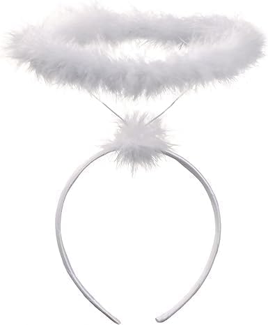 White Angel Halo Headband - Feathered Angel Halo - Halloween Headband - Angel Costume Accessories - Angel Costume for Women, Men and Kids