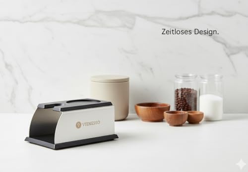 VIENESSO Erstklassige Tamperstation aus Edelstahl und Silikon – die perfekte Tamping-Station für alle Größen, Barista-Zubehör für jeden Profi, Andrückstation für Siebträger + E-Book! (14x7x6 cm) - 4