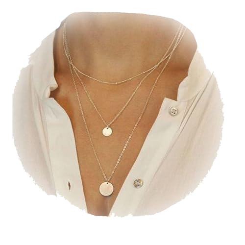 Yheakne Boho - Collar con colgante de disco con moneda de estilo vintage con cadena de oro para mujeres y niñas