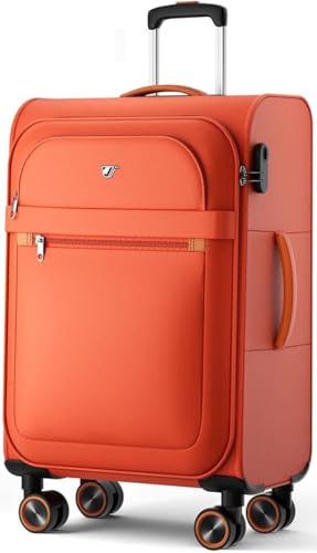 ABISTAB Weichschalenkoffer groß 78x48x30cm - Stoff Koffer Trolley - Leicht Reisekoffer mit 4 Rollen & Zahlenschloss, Handgepäck Koffer, 109 Liter, Orange
