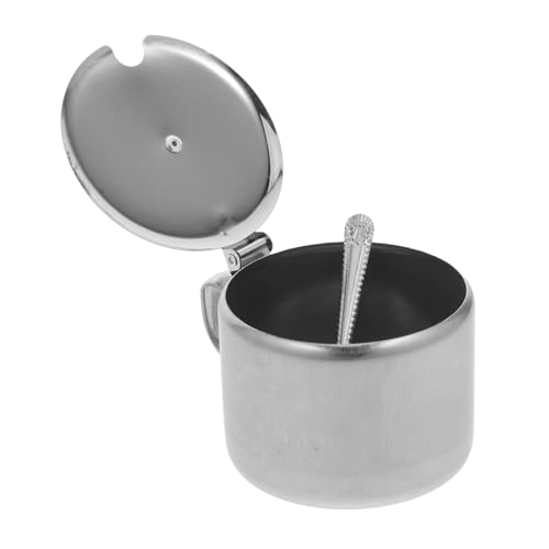 DECORNIJIA Azucarero Con Cuchara y Tapa Bote Para Condimentos De Acero Inoxidable Diseño Compacto Con Asa Mantiene Frescura y Dosificación Fácil Adecuado Para Cocina Doméstica