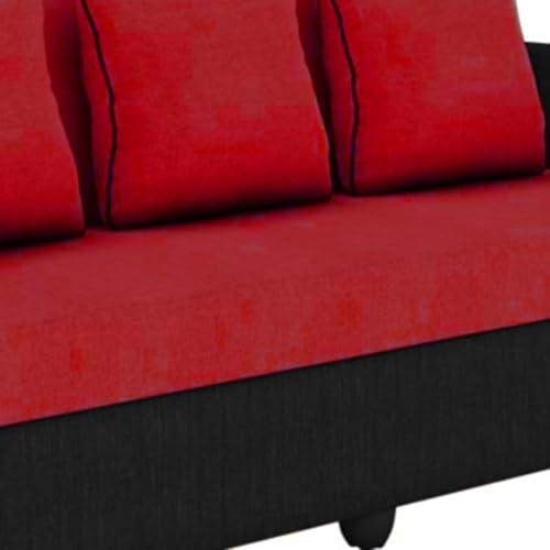 Image of Bharat Lifestyle Tulip Fabric 3 Seater Red & Black Sofa Luxurious Looks and Comfortable Sofa for Living Room, Bedroom, Home and Office, Assembly DIY(Do-It-Yourself) 1 Year Warranty