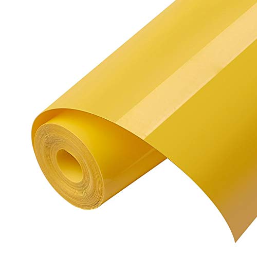 HTV Iron on Vinyl 12inch x10 Feet Roll for Silhouette and Cricut Easy to Cut & Weed Iron on Heat Transfer Vinyl DIY Heat Press Design for T-Shirts White (yellow)