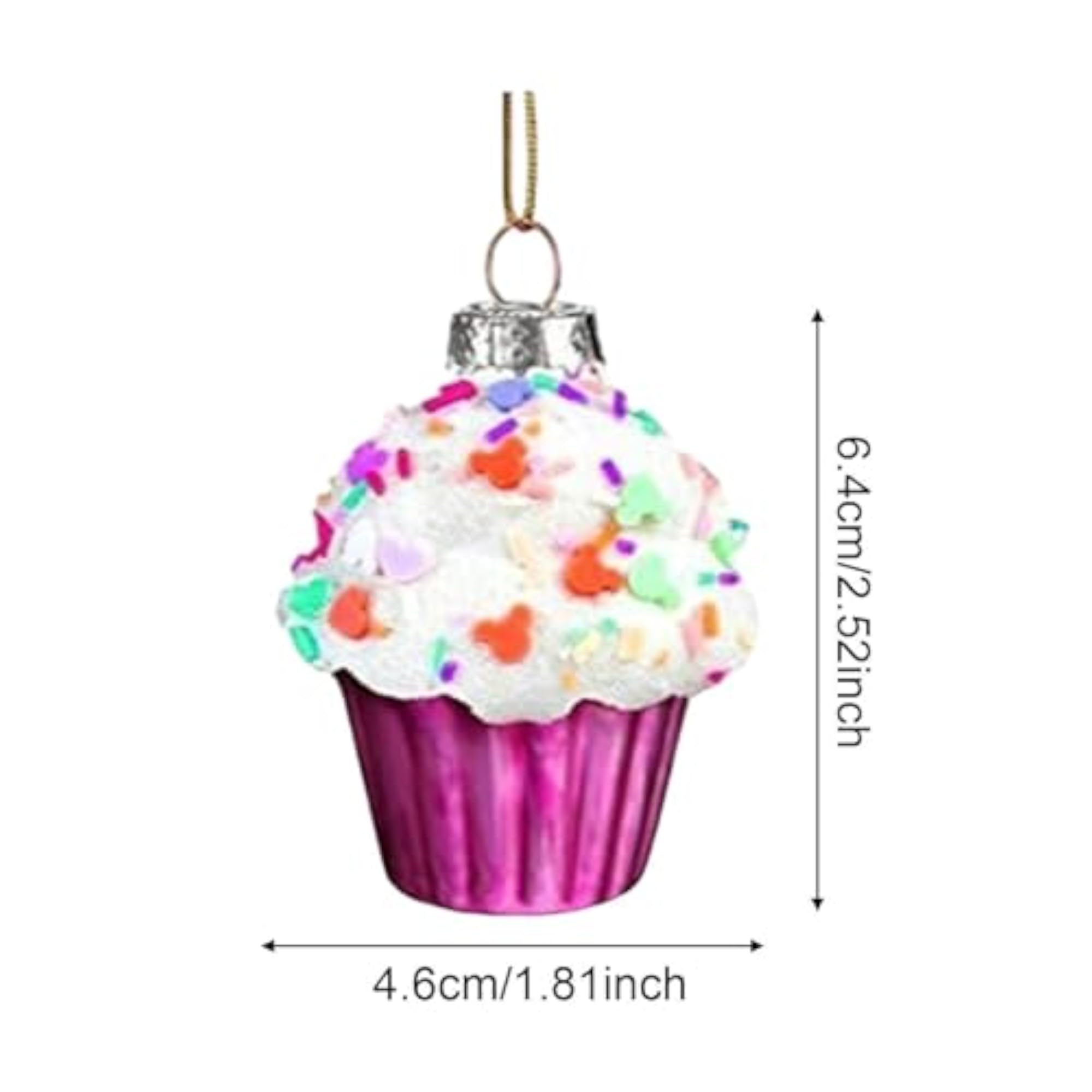 6X Cupcake Christmas Ornaments for Tree Decorations