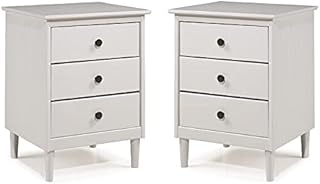 Home Square 2 Piece Solid Wood Nightstand Set with 3 Drawer in White
