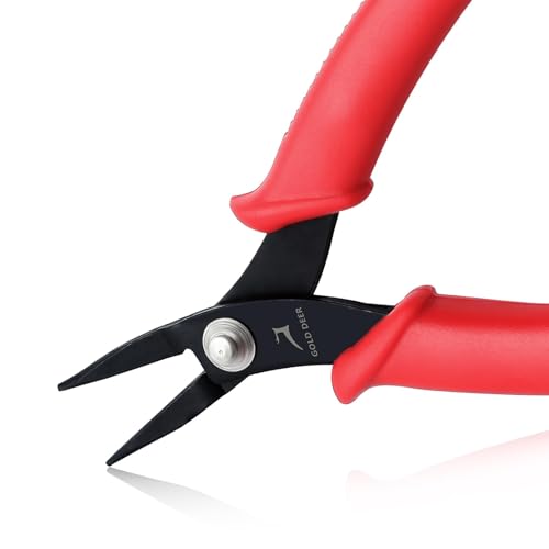 Gold DEE - Alicates de punta de aguja de 5.5 pulgadas, mini alicates de punta corta, alicates de microprecisión, mandíbulas planas y lisas, mini alicates de joyería, herramienta para doblar alambre,