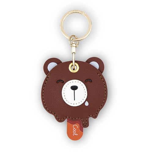 Image of Leather Keychain Case Holder Compatible with Apple AirTag, GPS Airtag Keychain Finder Tracker with Key Ring, Anti-Scratch Protective Air Tag Cover | Leather