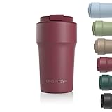 LARS NYSØM Thermo Kaffeebecher-to-go 500ml | BPA-freier Travel Mug 0.5 Liter mit Isolierung | Auslaufsicherer Edelstahl Thermobecher für Kaffee und Tee unterwegs | Teebecher (Berry)