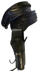 TJAYZ New 44/45 Cal Tooled Holster Gun Belt Drop Loop Leather Western RIG SASS Caliber Cowboy 34"-52"