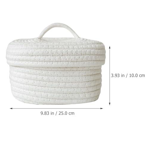 Cabilock Cotton Rope Woven Storage Basket with Lid, Small Sundries Storage Organiser, Decorative Lidded Basket for Living Room Bathroom - Cosy Home Interiors Cabilock Cotton Rope Woven Storage Basket with Lid, Small Sundries Storage Organiser, Decorative Lidded Basket for Living Room Bathroom - Image 4