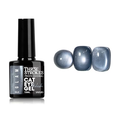 Image of THR3E STROKES Cat Eye Nail Set for Pink Brown Glitter Holographic Eye, Salon Manicure and Nail Art DIY at Home, Bright Moonlight (GLAM)