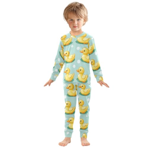 Pajama Sets Long Sleeve Four Yellow Ducks Pattern Soft Comfy Sleepwear 2 Piece PJS 3-8T2