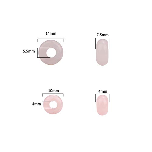BEADIA Natural Rose Quartz Crystal Rondelle Stone with Large Hole (4mm) Loose Semi Gemstone Beads for Jewelry Making 10mmx4mm 24pcs - Thumbnail 4