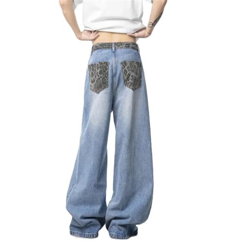 Men's Rhinestone Washed Distressed Jeans, Y2K High Street, Loose Straight Wide Leg Denim Pants2