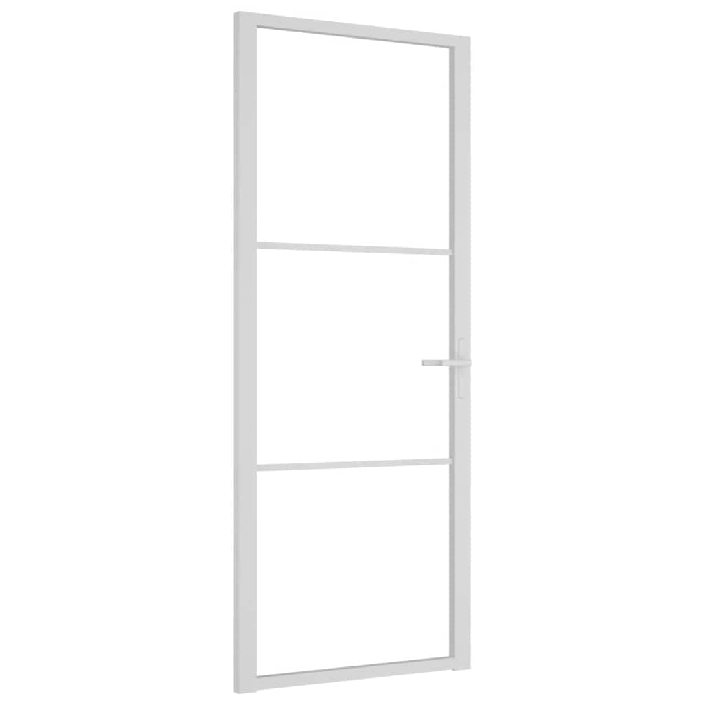 vidaXL Porta Interna 83x201,5 cm Bianca in Vetro ESG e Alluminio