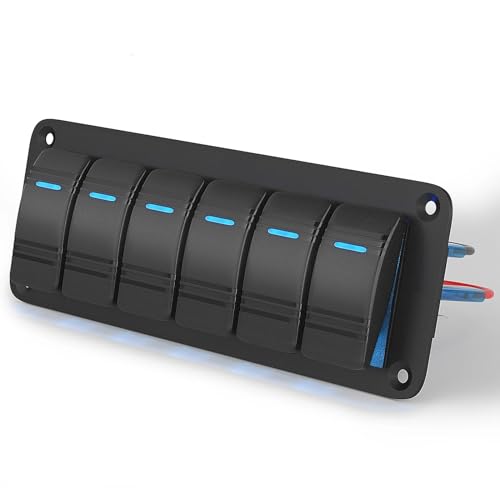 Barra de luz LED 12V sumergible con panel de interruptores de 6 bandas para rutas de camping