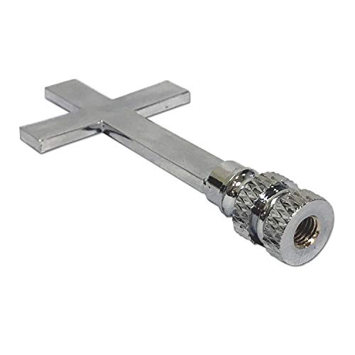 Image of Royal Designs, Inc. Cross Lamp Finial, Large Chrome, Decorative Replacement Finial for Table or Floor Lamps, Single