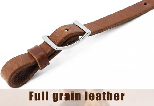 Jeereal Heavy Harness Leather Western Roper Rein,Barrel Reins for Horses, Round Trail Rein,Stainless Steel Hardware,Rich Brown,5/8" x 7' - Image 5