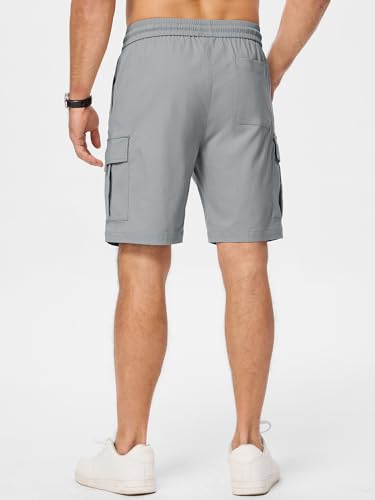 Image of JMIERR Men's Casual Stretch Cargo Shorts | Drawstring Elastic Waist, Multi Pockets, Summer Work Short, Classic