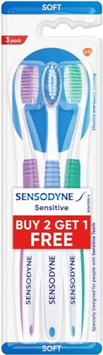 Sensodyne Sensitive Toothbrush Soft Sensitive Teeth, 3 Count (Pack of 2)
