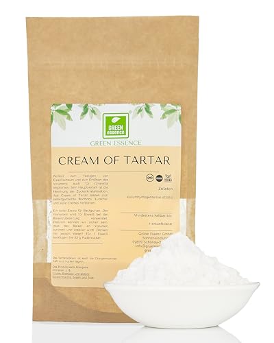 Cream of Tartar 500g von der Grünen Essenz - Backpulver aus Weinstein - Kaliumtartrat - Natürliches Backtriebmittel - Weinsteinbackpulver - Low Carb BackPulver - Hydrotartrat für Eischaum