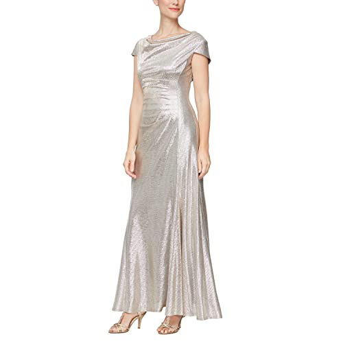 Image of Alex Evenings Women's Long Cowl Neckline Mother of The Bride Dress, Formal Event Gown (Petite and Regular Sizes)