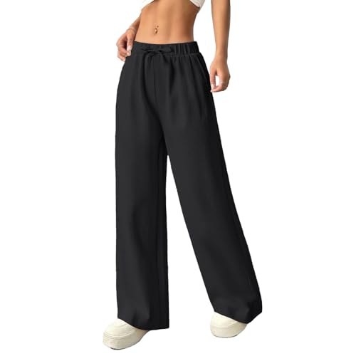 Hip Hop Pants Girls Girls Linen Pants Casual Wide Leg Elastic Waist Fashion Beach Hip Hop Outfits Palazzo Pant Black 11-12 Years