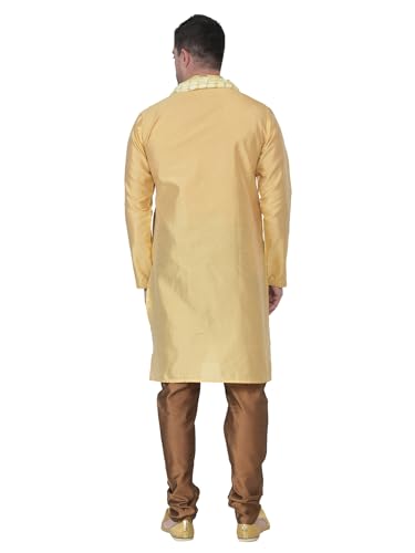Image of ITOS365 Men's Tunic Art Silk Kurta Pajama and Scarf Suit Set Indian Clothing Wedding Party Dress Gifts Items