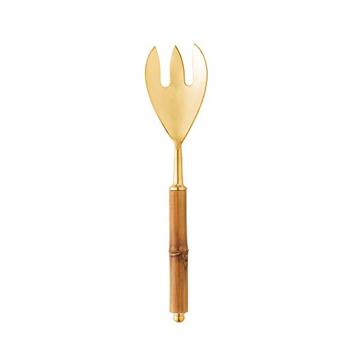 Conjunto 2 Peças para Salada de Aço Inox com Cabo de Bambu Dourado - Wolff
