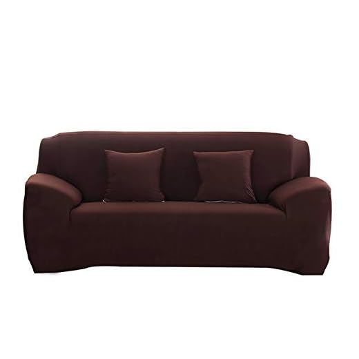 Hotniu 1-delad soffa sofföverdrag universellt anpassad soffa fåtölj överdrag kärlek säte möbelskydd (3-sits, kaffe)
