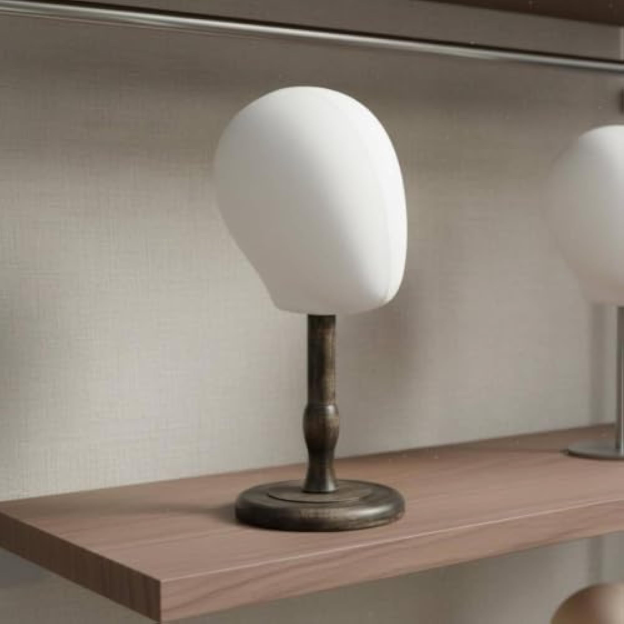 Linen Covered Textile Mannequin Head Stand for Display