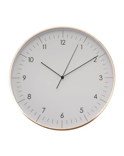 LUUK LIFESTYLE Minimalista Reloj de Pared Dorado, Silencioso sin Tic TAC, Decoración Moderno, Regalo Fiesta de la casa Nueva, Números arábigos, Apto para Cocina, Salon, Wallclock con segundero, 31cm