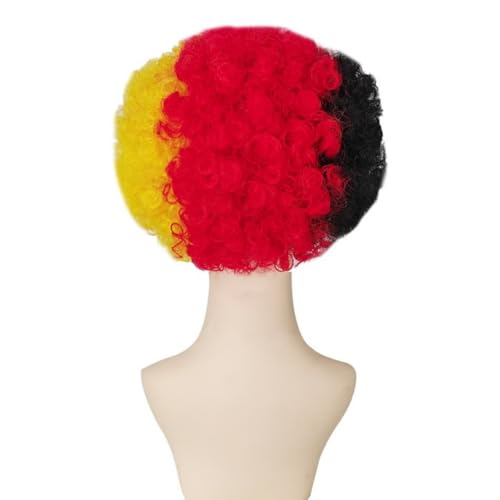 Image of FREE BEAUTY Germany Flag Colored Afro Wig for Men Women 2026 World Cup Fan Wig Soccer Fans Cheer Hair Black Red Yellow Afro Wigs for Football Fans for Stadium Party Cosplay (Germany)