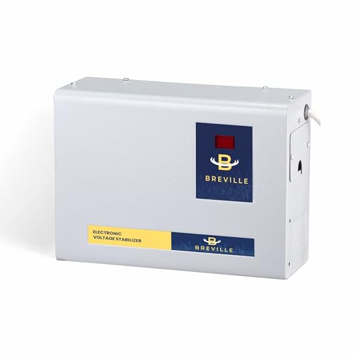 Image of Breville Double Booster Voltage Stabilizer for AC Upto 1.5 Ton | 100V-285V | Digital Display | Low & High Voltage Protection for Inverter, Split & Window AC | 3-Year Warranty (Grey)