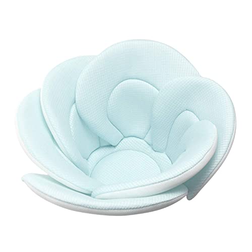 Image of COALA HOLA Ultra-Soft 3D Air Mesh Tencel Baby Bathtub Support for Newborns, 6 Petal Flower Sink Bath - Blue