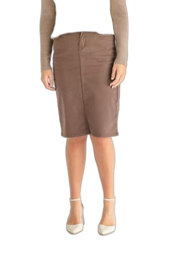 Inherit Remi Denim Midi Skirt Stretchy True Fit Skirts for Women - Brownstone - 8 - Length 29