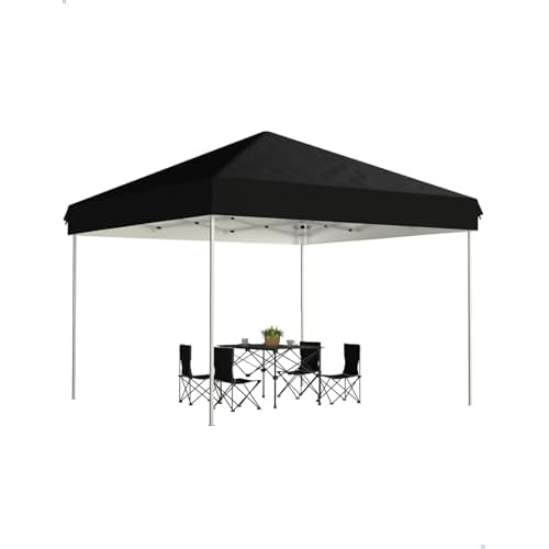 10x10FT Canopy Tent Pop Up Canopy - Waterproof, Easy One Person Set-Up, Instant Portable Shelter, 4 Stakes, 4 Ropes, 4 Sandbags, 210D Fabric black