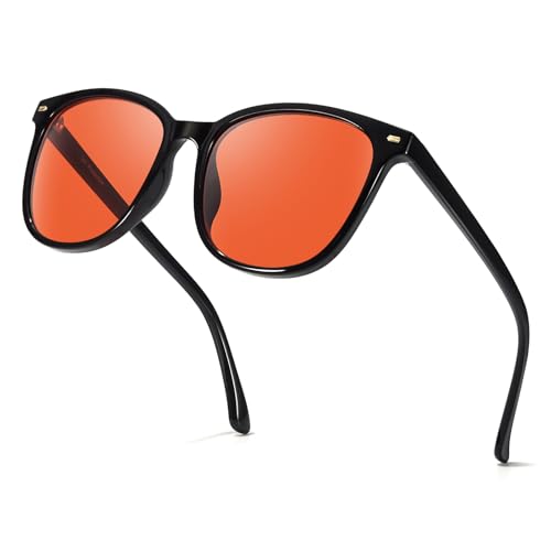 Image of TJUTR Sleep Blue Light Blocking Glasses for Women Men, Professional 2.0 AR Coatings Red Lens for Computer Reduce Eyestrain (A1 Black)
