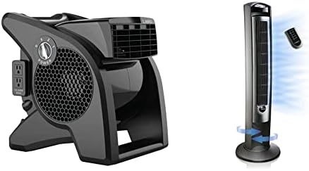 Amazon.com: Lasko High Velocity Pro-Performance Pivoting Utility Fan for  Cooling, Ventilating, Exhausting and Drying at Home, Job Site and Work  Shop, Black Grey U15617 u0026 Household Tower Fan, 42%22, Silver T42951 :