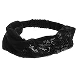IOBIDDYS 秋冬用ローズフラワー付き広ヘアバンド グレー髪カバー 柔らかい伸縮素材 ヨガやワークアウトに 女性向けファッショナブルヘッド