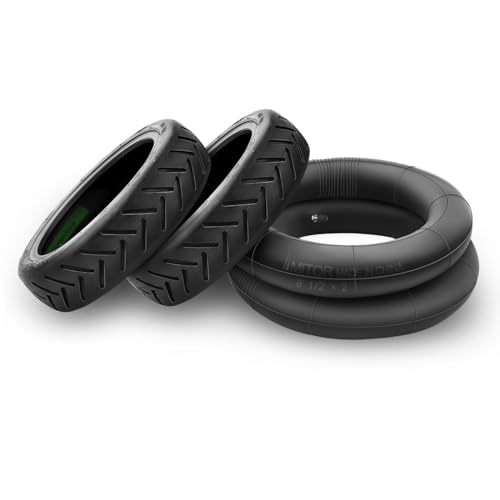 Amitor E Scooter Reifen 8 1/2 x2, mit 2 Reifen und 2 Schlauch, 8,5 Zoll Ersatzreifen Vorne und Hinten für Xiaomi M365/Pro2/Pro/1S Elektro Scooter, 50/75-6.1 E Scooter Schlauch + Geländereifen Set
