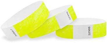 WristCo Neon Yellow Tyvek Wristbands for Events - 500 Count ¾” x 10” - Waterproof Recyclable Comfortable Tear Resistant Paper Bracelets Wrist Bands for Concerts Festivals Admission Party Tours