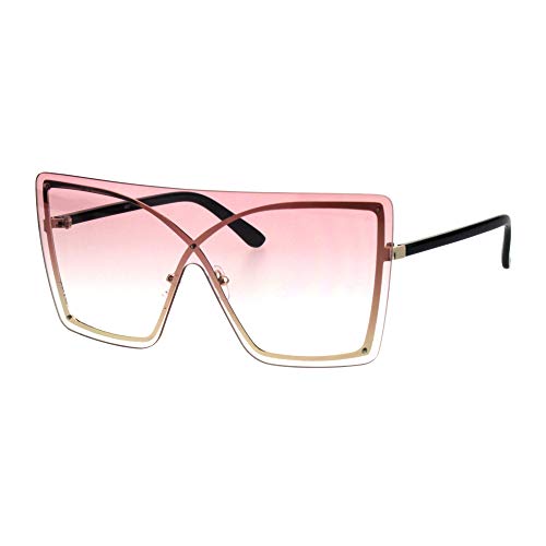 Rims Behind Lens Fashion Sunglasses Oversized Flat Top Square Womens